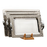 Tresors Rectangular Tray with Handles, 3 Pieces -Made in Italy -Silver -Stainless Steel 18/10