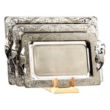 Tresors Rectangular Tray with Handles, 3 Pieces -Made in Italy -Silver -Stainless Steel 18/10  Brand: