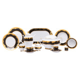 Falkenporzellan Dinner Set, 112 Pieces -Black & Gold -Porcelain