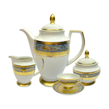 Falkenporzellan Tea Set, 29 Pieces -Porcelain -Light Blue & Gold