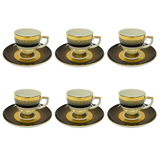 Falkenporzellan Coffee Set, 12 Pieces -Black & Gold -Porcelain