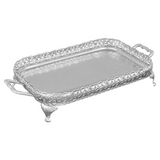 Queen Anne Oblong Tray with Handles and Legs -50x29cm -Silver Plated