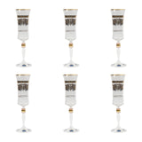 Bohemia Crystal Flute Set, 6 Pieces -Silver & Gold -150 ml