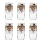 Bohemia Crystal Longdrink Set, 6 Pieces -Gold -300 ml