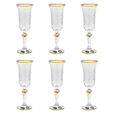 Bohemia Crystal Flute Set, 6 Pieces -Gold