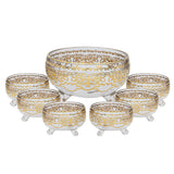 Bohemia Crystal Bowl Set, 7 Pieces -Gold