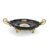 Limoge Rostema Plate with Gold Plated Handles & Legs -Cobalt Blue & Gold -28x14x8 cm