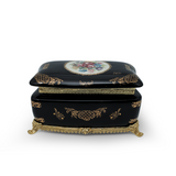 Limoge Rostema Bonbonniere with Cover & Gold Plated Legs -Cobalt Blue & Gold -25x15x14 cm