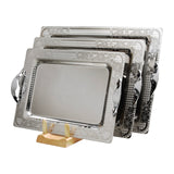 Tresors Rectangular Tray with Handles, 3 Pieces -Made in Italy -Silver -Stainless Steel 18/10