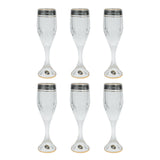 Bohemia Crystal Flute Set, 6 Pieces -Gold & Silver