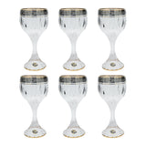 Bohemia Crystal Goblet Set, 6 Pieces -Gold & Silver