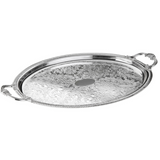 Queen Anne Shallow Oval Tray with Handles -50.5x33cm -Silver Plated